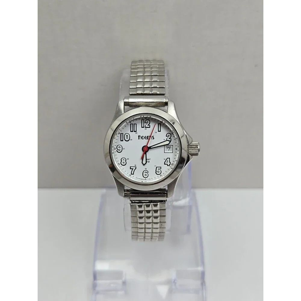 Rogers Seapearl Womens Swiss Quartz 20 ATM White Dial Date Watch New Battery